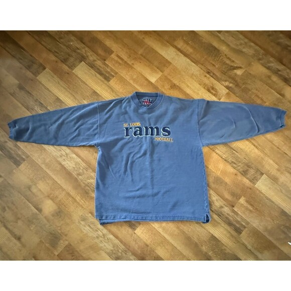 Vtg 90s Y2K St Louis Rams Football FADED Distressed Blue Galt Sand Sweatshirt XL - Picture 4 of 11